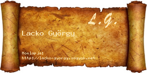 Lacko György névjegykártya